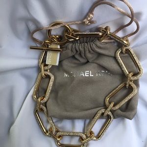 Michael Kors gold link chain w embedded stones